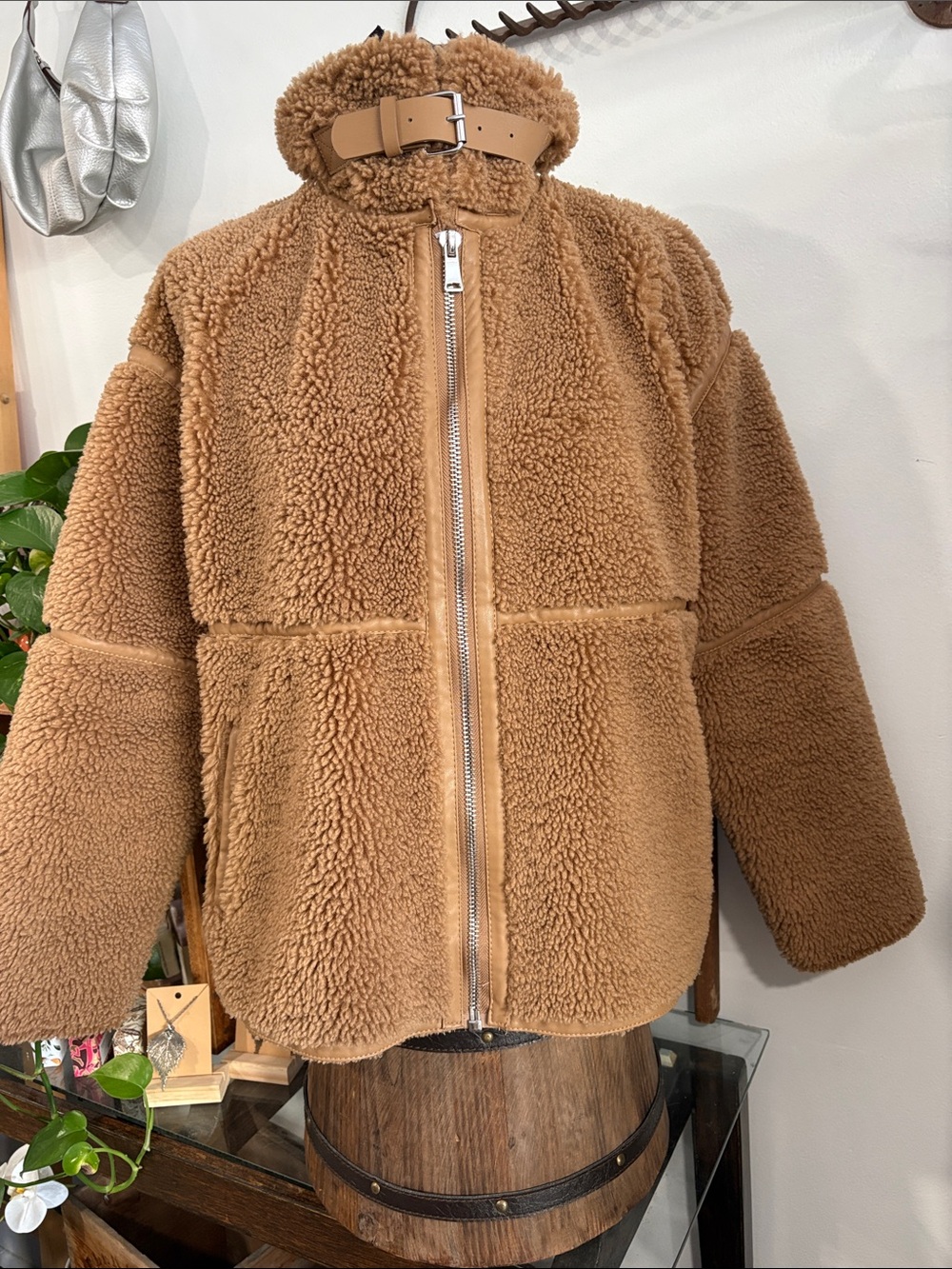 Cozy Teddy Zip-Up Jacket in Camel